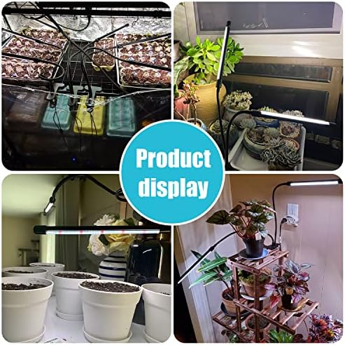 Black Grow Lights for Indoor Plants, 126LEDs Clip Plant Lights, Full Spectrum LED Plant Growing Lamps with Flexible Gooseneck, 4/8/12/18H Timer, 3 Spectral Modes, 10 Dimmable Levels, 3 Head 1 Pack - Image 7