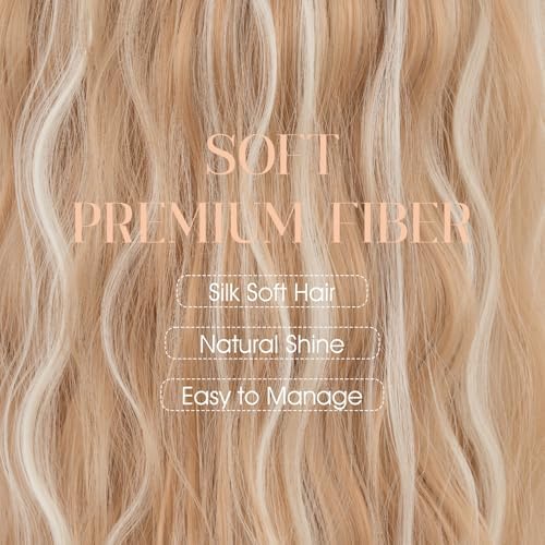 Rich Choices Hat Wigs for Women,Khaki Baseball Cap with Hair Extensions for Women,Caps with Wavy Curly Long Hair Attached Adjustable Baseball Cap Wig 18 Inch Highlighted Honey Blonde Hair - Image 3