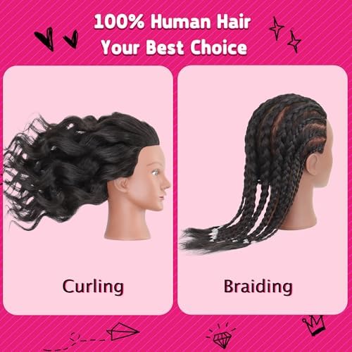 Mannequeenhead Human Hair Mannequin Head for Braiding Styling with stand - Image 2