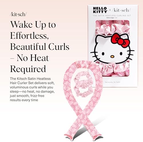 Hello Kitty x Kitsch Heatless Curls Overnight Set – Pink Kitty Faces - Image 2