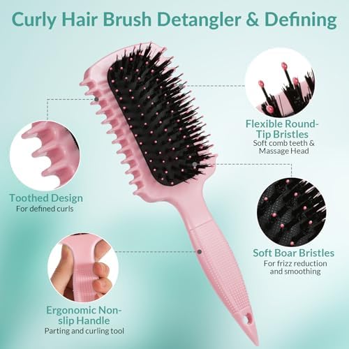 Curl Defining Brush, Curly Hair Brush Products for Effortlessly Detangling Shaping and Styling Women's Men's Curls on All Wet or Dry Hair Types, Reduces Frizz - Image 2