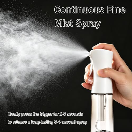 3 Pack Spray Bottles, 2-Pack Continuous Spray Bottles,Fine Water Mist Spray Bottles for Hair 6.8 OZ (200 ML) and 1oz 30ml Travel Spray Bottle Mister for Cleaning,Hairstyling,Plants,Barbers,White Black - Image 4