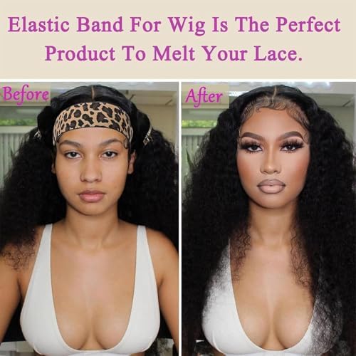 Wig Band and Lace Melting Band Set - Elastic Edge Wrap Bands to Keep Lace Front Wigs in Place and Lay Edges (5 Piece Set, Pink+Pinklove+Leopard) - Image 3