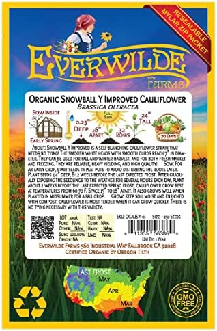 250 Organic Snowball Y Improved Cauliflower Seeds - Gold Vault Packet - Image 2