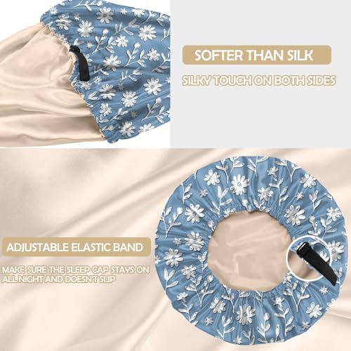 Satin Hair Bonnet Silk Bonnet for Sleeping Double Layer Elastic Adjustable Reusable Cute Aesthetic for Women Girls - Image 3