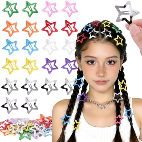 22PCS Colorful & Silver Star Hair Clips,1.57 Inch Y2K Star Hair Accessories by TINKRSTUFF
