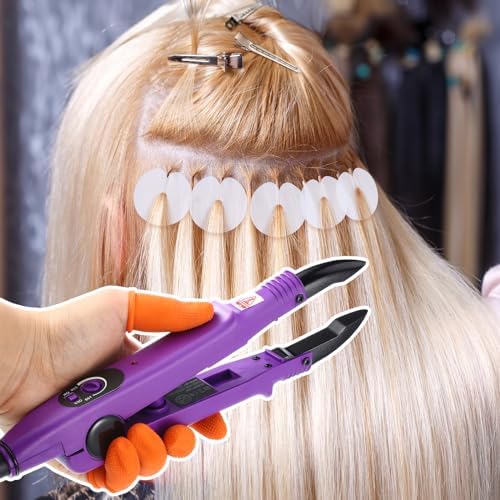 Lothee K Tip Hair Extensions Kit with Heat Iron Finger Protector, Purple - Image 5
