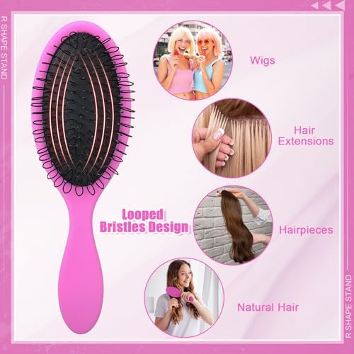 ProSuites 2 Pack Pink Wig Head Stand with 3 PCS Wig Brush Comb, Travel Wig Holder Comb Set for for Women Multiple Wigs - Image 5