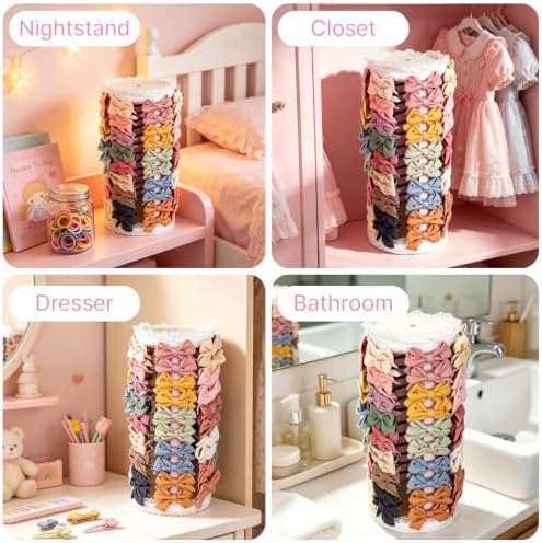 Hair Bow Organizer for Girls, 360° Display Bow Hair Clips Holder - Image 4