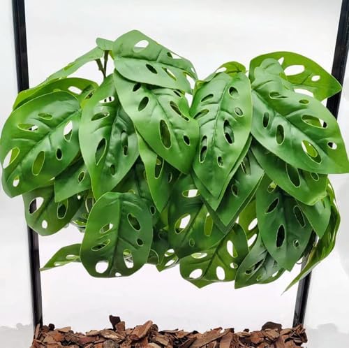 Fake Reptile Plants for Terrarium,Hanging Plant with Suction Cup by KERUIDENG