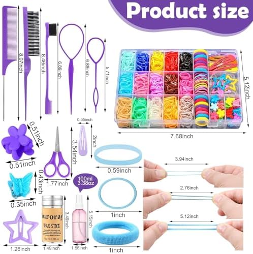 Hair Accessories for Girls, 1698 Pcs Hair Rubber Bands with Elastic Hair Ties Hair Clips Hair Wax Stick Spray Bottle Hair Styling Tools - Image 2
