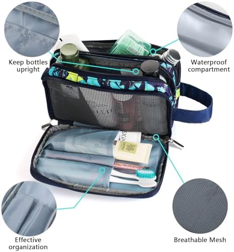 Shark Kids Toiletry Bag for Boys, Travel Toiletry Bag for Little Young Boys Waterproof Hanging Wash Bag Toddler Traveling Toiletries, Navy - Image 3
