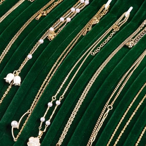Frebeauty 15 Hooks Necklace Organizer,Velvet Necklace Holder Tray with Lid - Image 6