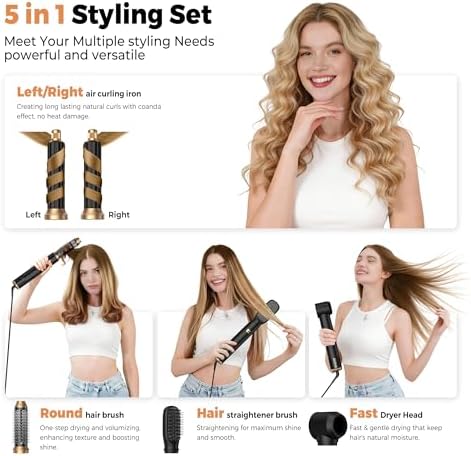 OKWRAP 5-in-1 Blow Dryer Brush, Hot Air Styler with Auto-Wrap Curlers - Image 2