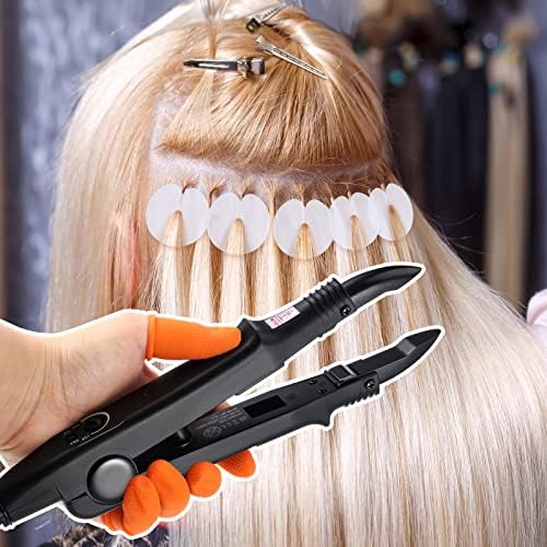 Lothee K Tip Hair Extensions Kit with Heat Iron Finger Protector, Black - Image 4