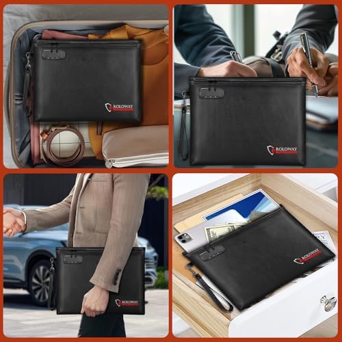 ROLOWAY Fireproof Document Bag (14.5 x 11.5 inch), 6400℉ Fireproof Money Bag with Zipper for Cash, Fire Safe Money Pouch with Lock (Black) - Image 6