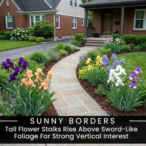 6 Bearded Iris Rhizomes | Mixed Color Perennial Flowers for Garden Borders - Image 5