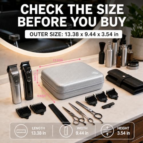 Boobowl Hard Travel Case for Hair Clippers, Barber Tool Organizer, Silver - Image 6