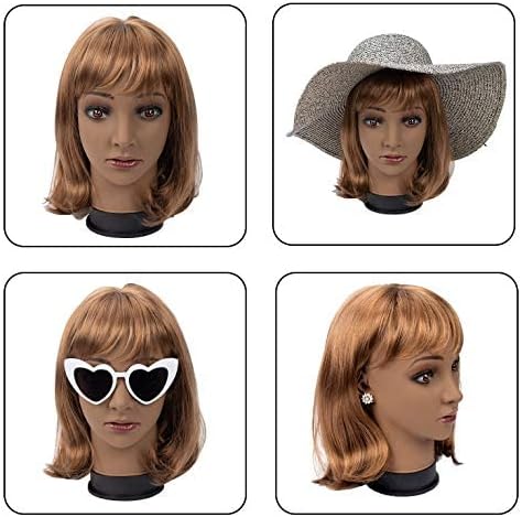 BHD BEAUTY Bald Mannequin Head Brown Female Professional Cosmetology for Wig Making, Display wigs, eyeglasses, hairs with T pins 23'' - Image 5