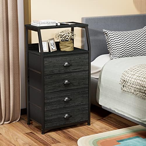 Furnulem Dorm Tall Nightstand, Small Dresser for Bedroom with Fabric Drawer - Image 2