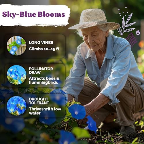 150 Heavenly Blue Morning Glory Heirloom Flower Seeds, Ipomoea Tricolor - Image 4