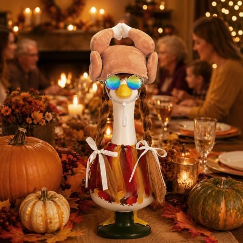 4PCS Thanksgiving Goose Outfits Turkey Goose Costume Set for Goose Statue - Image 4