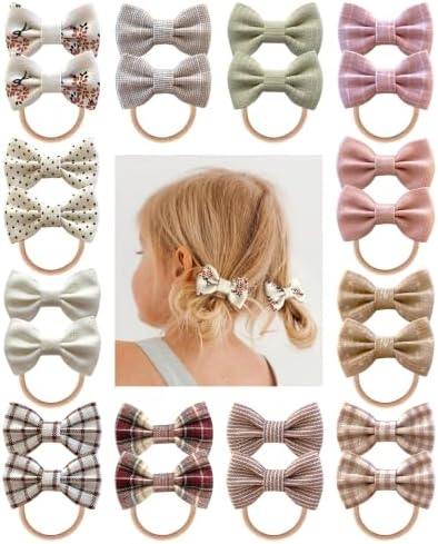Cherssy Baby Girl Hair Ties with Bows, 24pcs Toddler Elastic Hair Bands by CherssyBows
