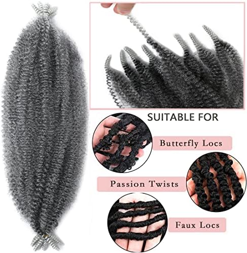 8 Packs T gray Pre-Separated Springy Afro Twist Hair Synthetic Marley Twist Braiding Hair for Black Women (T gray, 24 Inch (Pack of 8)) - Image 4