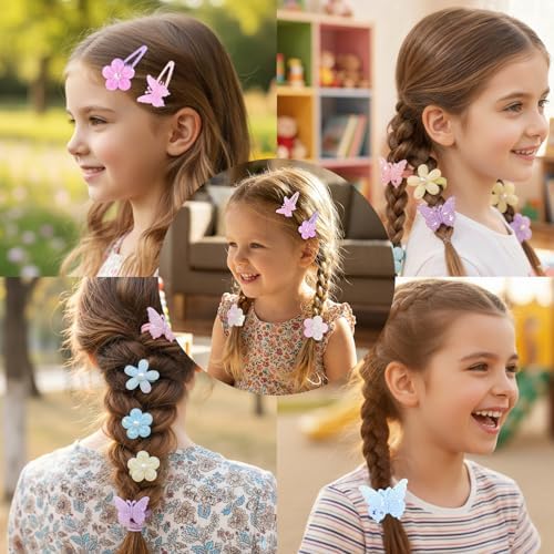 32 Pcs Toddler Sparkly Hair Ties Hair Clips for Girls Baby Hair Bows Flower Elastics Baby Hair Ties Ponytail Colorful Bow Hair Clip Cute Flower Scrunchies Hair Accessories - Image 6