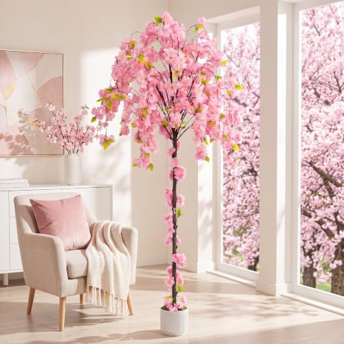 6FT Artificial Cherry Blossom Tree, Faux Sakura Tree for Indoor - Image 5