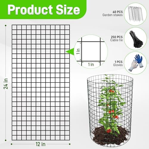 16 Pack 24x12 inch Plant Protector, Wire Garden Cages with Stakes & Ties - Image 2