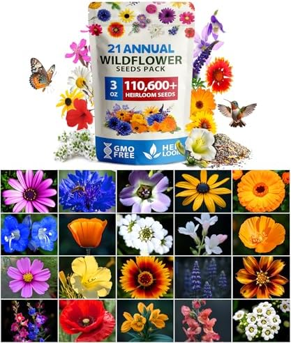 HOME GROWN 21 Wildflower Variety Mix 110,600+ Flower Seeds 3 oz by HOMEGROWN