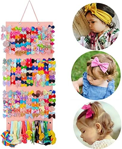 Hair Bow Holder Organizer for Girls, Hanging Bow Storage (Pink) - Image 6