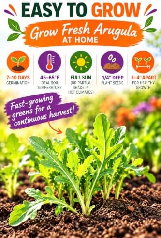 Arugula Seeds for Planting, 350 Arugula Rocket Seeds, Eat Arugula Fresh from Your Own Garden, High Germination, Heirloom Vegetable Varieties, Non-GMO - Image 3