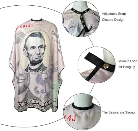 Barber Capes for Men, Hair Cutting Cape with Copper Snaps, Salon Cape for Stylist, Waterproof Large Hairdressing Gown- 63”× 56”, 5 Dollars Pattern - Image 2