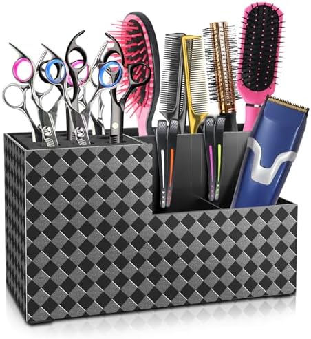 NICEMOVIC Barber Scissors Holder Box, Barber Accessories Barber Supplies, Professional Salon Hairdressing Scissors Rack Holder Storage Organizer for Hairstyling Combs Clips Brushes by NICEMOVIC