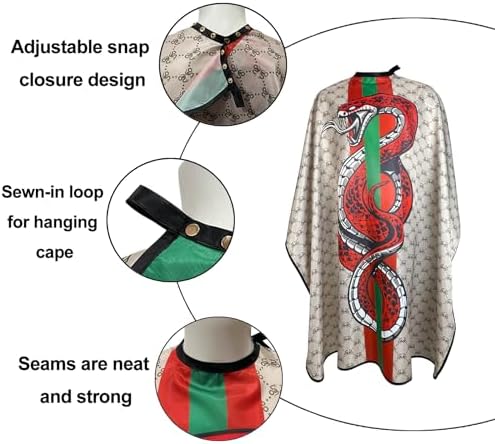 Barber Capes Hair Cutting Capes Salon Stylist Capes with Snaps Waterproof Professional Large Barber Hairdresser Gown Cape- 63”× 56”(SNAKE) - Image 3