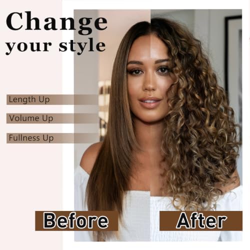 Vigorous Curly Clip In Hair Extensions,4PCS 20 inch Thick Curly Hair Extensions Lace Weft Clip Ins Invisible Natural Synthetic Hairpieces for Women,10H30A# - Image 3