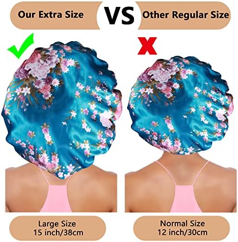 3PCS Extra Large Satin Bonnets for Sleeping, Hair Bonnets for Black Women Braids Curly Hair, D - Image 3