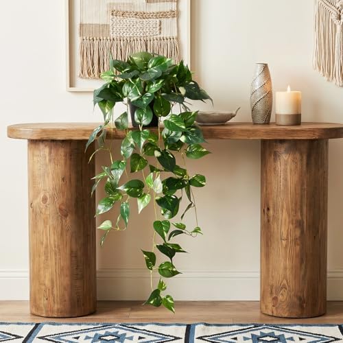 Artificial Hanging Plants with Pots - 33" Fake Pothos Silk Greenery for Indoor Outdoor, Realistic Faux Plants Potted for Shelves Bedroom Bathroom Trailing Plant, Dark Green 2 Pack - Image 5