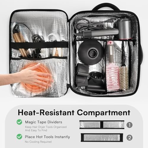 Barber Bag with 2 Pouches, Professional Hairstylist Travel Backpack with Adjustable Dividers, Hairdresser Hair Tools Bag with Insulated Pocket, Cosmetology Bags for Supplies, Water-resistant, Black - Image 3