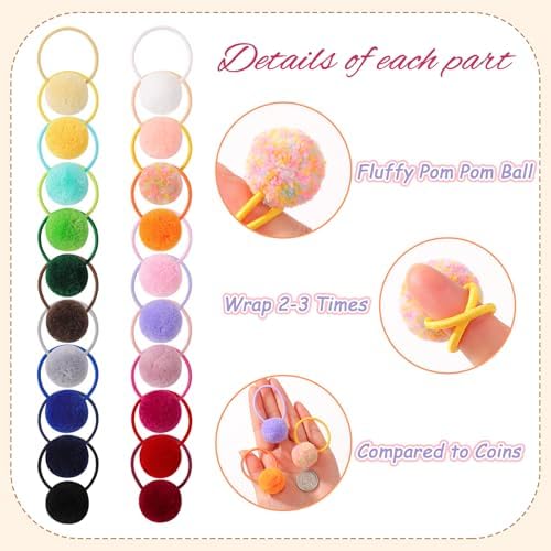 choicbaby 40pcs Pom Pom Hair Ties Elastic Rubber Bands for Baby Girls - Image 5