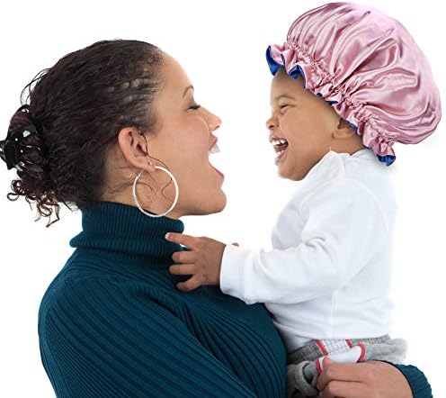 Kids Satin Bonnet Sleeping Cap Adjustable Silky Bonnet Double Layered Reversible Hair Bonnet Silky Night Hat for Toddler Child Baby - Image 3