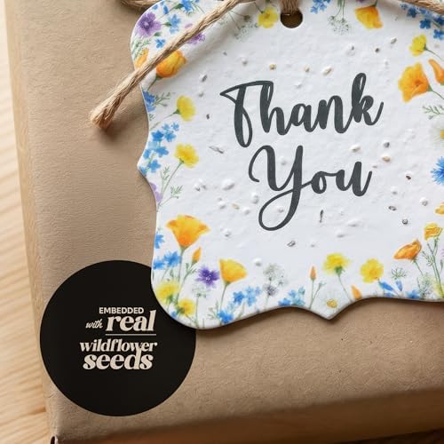 24 Plantable Square Thank You Tags, 4 Floral Designs - Image 4