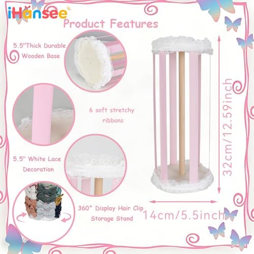 Hair Bow Organizer for Girls, 360° Display Bow Hair Clips Holder - Image 2
