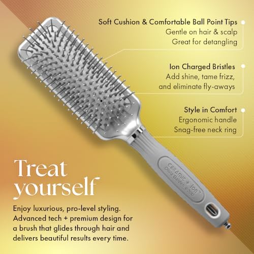 Olivia Garden Ceramic + Ion XL Pro Hair Brush - Paddle Brush for All Hair Types - Smooths and Adds Shine - Image 3