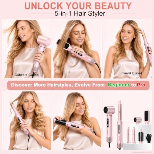 5 in 1 air Styler, Blow Dryer Brush Set with Auto-Wrap Curler - Image 2