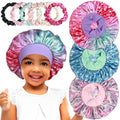 3pcs Satin Bonnets for Kids Sleeping, Cute Hair Bonnet with Scrunchies for Girls Curly Hair, E by Heniho