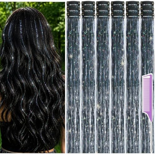 Hair Tinsel Clip in Pack of 18 Pcs Black Hair Accessories by Uikreo-Designtoyourbeauty