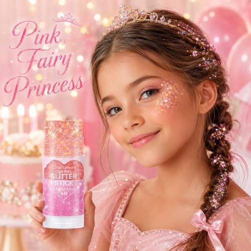 Go Ho Light Pink Hair Glitter Stick,Sparkle Face Body Glitter Makeup - Image 3